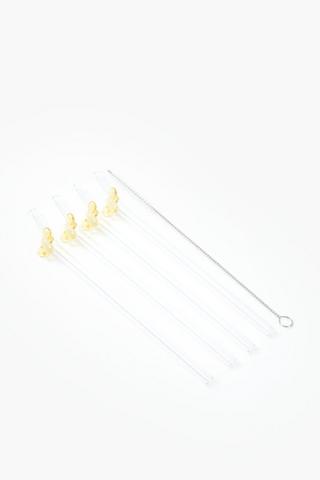 5 Piece Bee Glass Straws