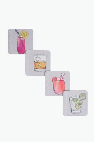 4 Pack Rubber Cocktails Coasters