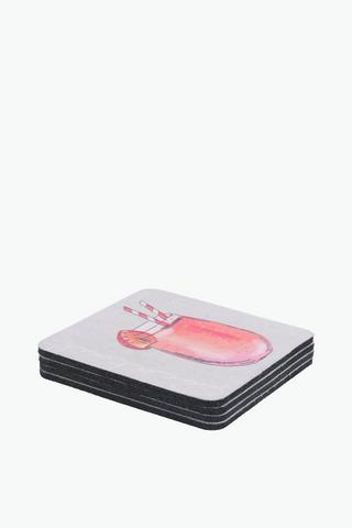 4 Pack Rubber Cocktails Coasters