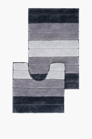 2 Piece Panel Stripe Bath Mat Set