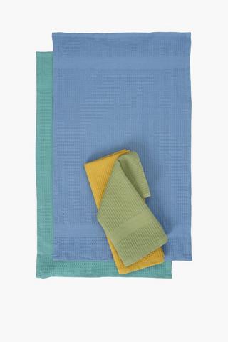 4 Pack Waffle Tea Towel Set