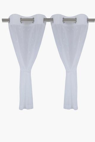 2 Pack Eyelet Embroidered Café Curtain, 70x120cm