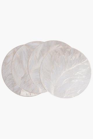 4 Pack Round Lurex Leaf Placemats