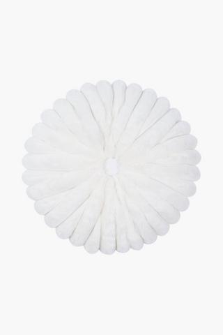 Faux Fur Ribbed Round Scatter Cushion, 36cm