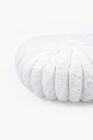 Faux Fur Ribbed Round Scatter Cushion, 36cm
