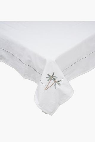 Embroidered Palm Border Tablecloth, 135x230cm