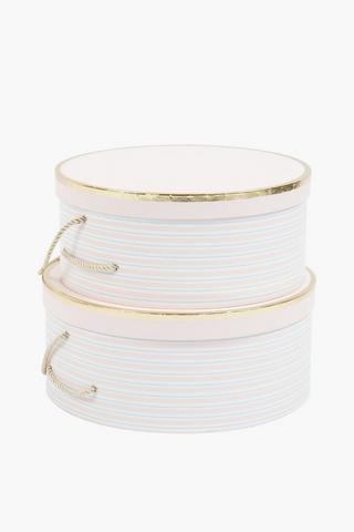 Round Stripe Foil Gift Storage Box Large