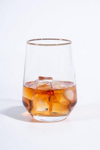 Frosted Metallic Rim Whiskey Glass
