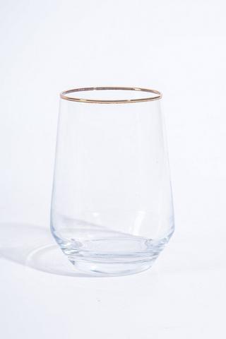 Frosted Metallic Rim Whiskey Glass