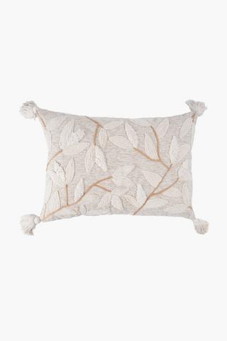 Embroidered Sandy Leaves Scatter Cushion, 40x60cm