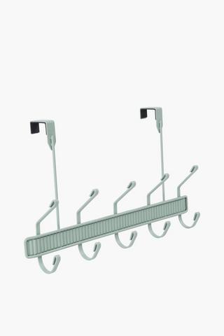 Metal Ribbed Over The Door 5 Hook
