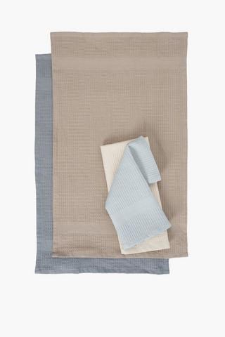 4 Pack Waffle Tea Towel Set