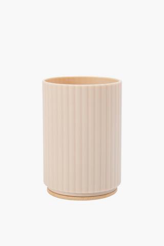 Plastic And Bamboo Ribbed Bath Tumbler