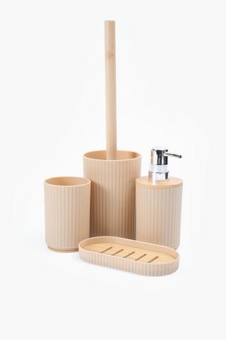 Plastic And Bamboo Ribbed Bath Tumbler