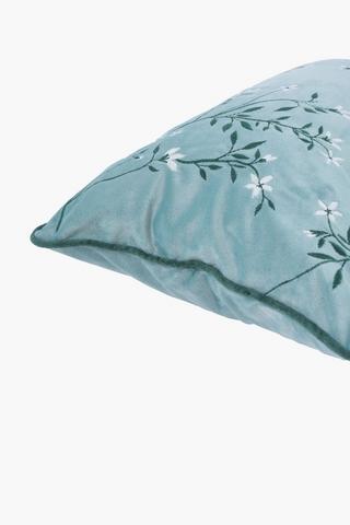 Embroidered Velvet Floral Scatter Cushion, 30x50cm