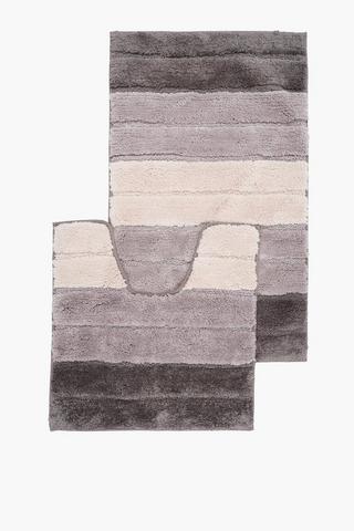 2 Piece Panel Stripe Bath Mat Set