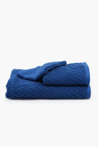 3 Pack Cotton Jacquard Diagonal Stripe Multi Towel Set