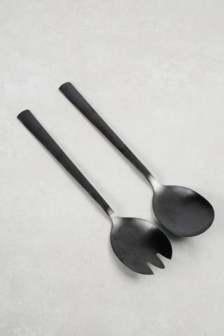 2 Piece Brushed Metal Salad Server Set