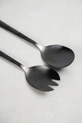 2 Piece Brushed Metal Salad Server Set