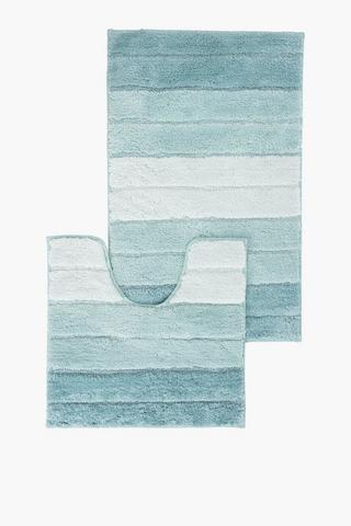 2 Piece Panel Stripe Bath Mat Set