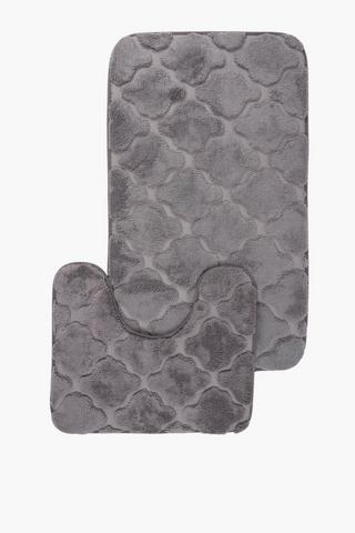 2 Piece Damask Foam Bath Mat Set