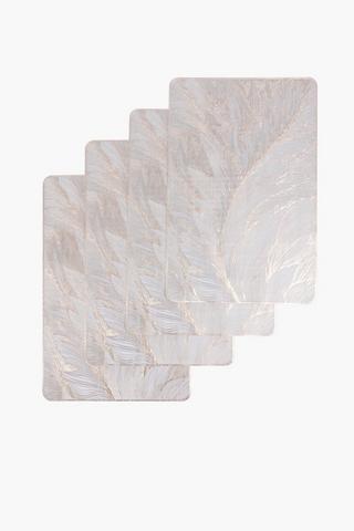 4 Pack Rectangular Lurex Leaf Placemats