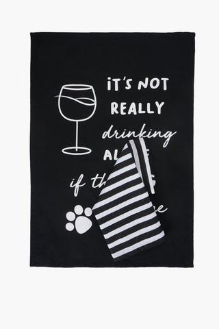 Script And Stripe Tea Towel Set