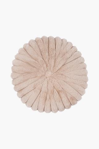 Faux Fur Ribbed Round Scatter Cushion, 36cm