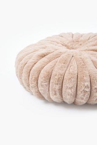 Faux Fur Ribbed Round Scatter Cushion, 36cm