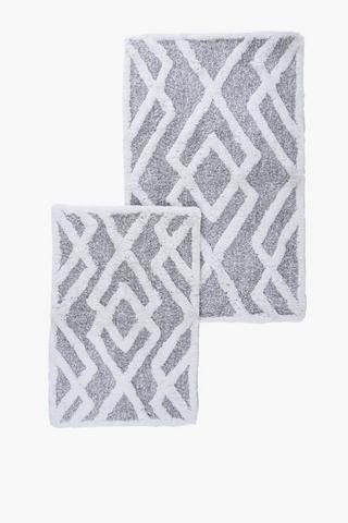 2 Piece Mingle Tufted Diamond Bath Mat Set