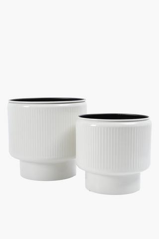Ribbed Ceramic Planter, 37x35cm