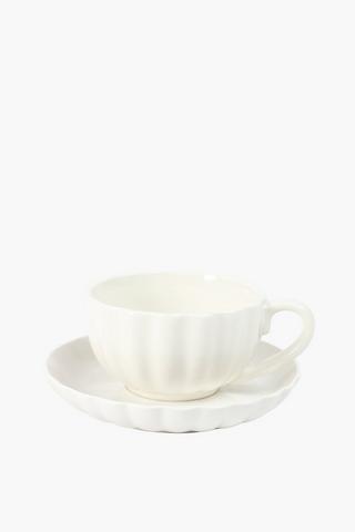 4 Pack Scallop Cup And Saucer Set