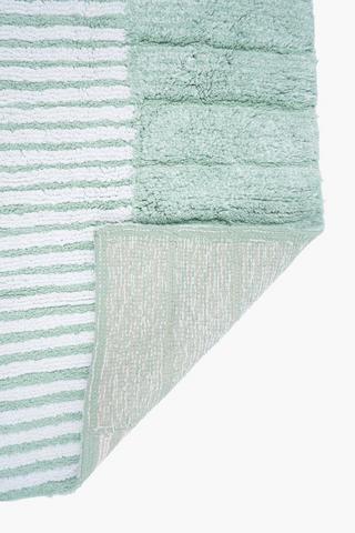 2 Piece Cotton Block And Stripe Bath Mat Set