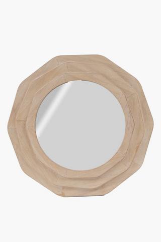 Round Layered Wooden Mirror, 70cm