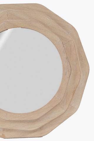 Round Layered Wooden Mirror, 70cm