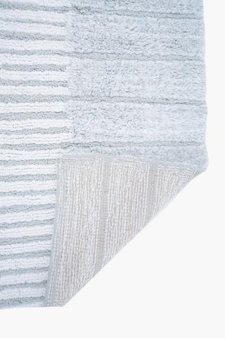2 Piece Cotton Block And Stripe Bath Mat Set