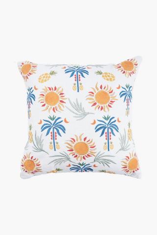 Printed Embroidered Bogan Sun Scatter Cushion, 50x50cm