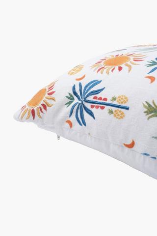 Printed Embroidered Bogan Sun Scatter Cushion, 50x50cm