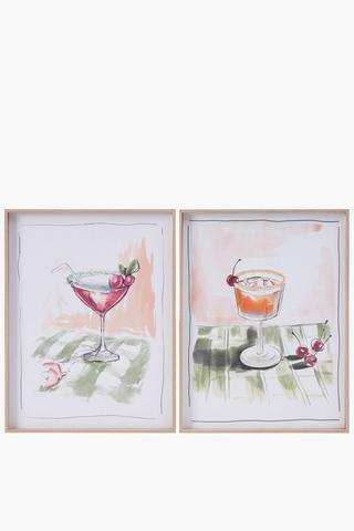 Framed 2 Pack Cocktail Wall Canvas, 30x40cm