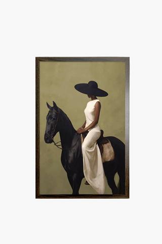 Framed Lady On Horse Canvas, 40x60cm