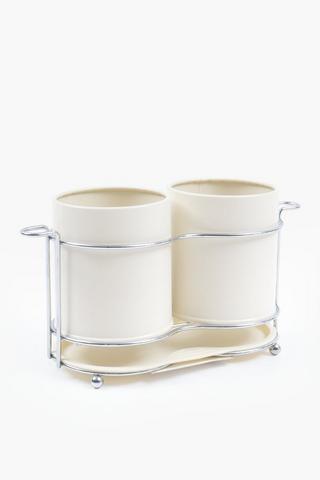Chrome Dual Utensil Holder
