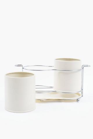 Chrome Dual Utensil Holder