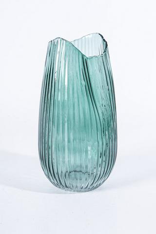 Organic Ribbed Bottle Vase, 14x34cm