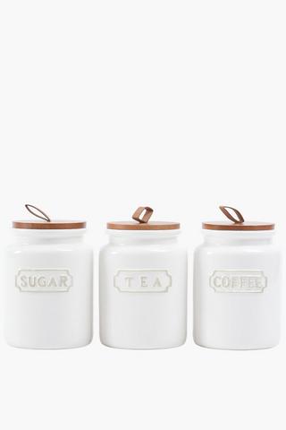 Set Of 3 Ceramic Canisters