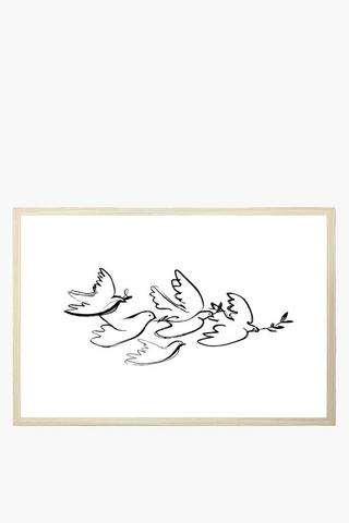 Framed Bird Flock Canvas, 40x60cm