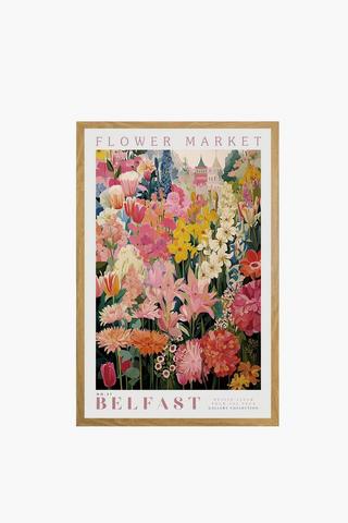 Framed Flower Market Canvas, 40x60cm