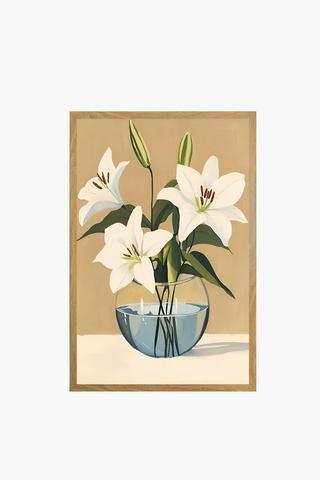 Framed Lillies In Vase Canvas, 40x60cm