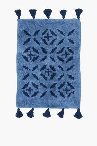 Cotton Tufted Tassle Geometric Bath Mat, 50x80cm