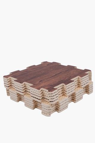 10 Pack Foam Dark Wood Floor Tile, 30x30cm