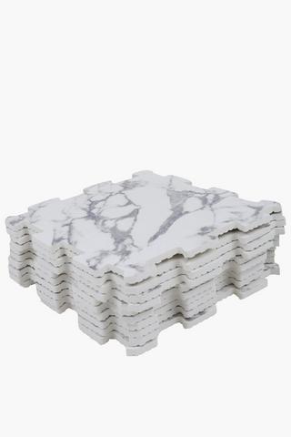 10 Pack Foam White Marble Floor Tile, 30x30cm